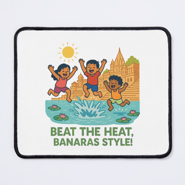 Item preview, Beat The Heat Banaras Style – Varanasi Ganga Summer Fun Kids Cartoon Design designed and sold by Globalcitytees.