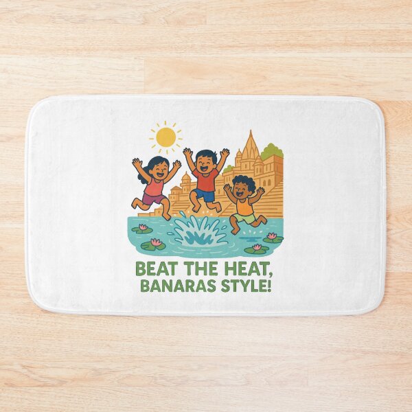 Item preview, Beat The Heat Banaras Style – Varanasi Ganga Summer Fun Kids Cartoon Design designed and sold by Globalcitytees.