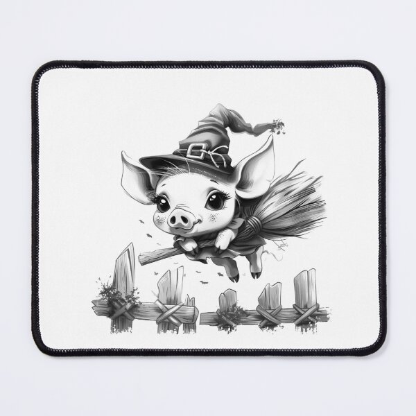 Item preview, Cute Flying Witch Pig | Whimsical Halloween Farm Fantasy Art designed and sold by inkoutninja.
