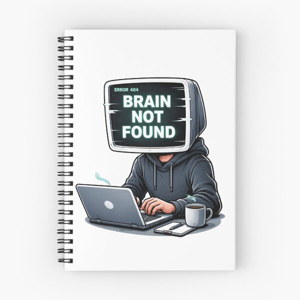 Item preview, Error 404 Brain Not Found Funny Design – Programmer Humor, IT Joke, Work Burnout Tech Meme designed and sold by JVDesignsShop.