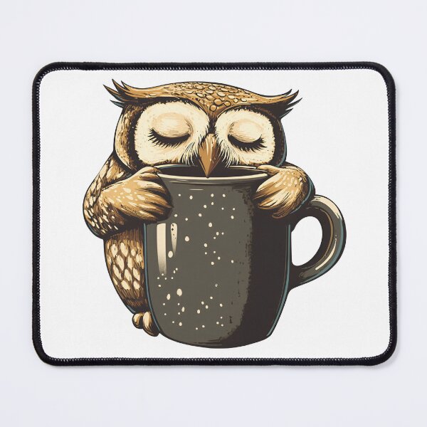 Item preview, Cute Owl with Coffee – Cozy Morning Vibes Illustration designed and sold by Ragnarok-Tee.
