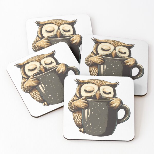 Item preview, Cute Owl with Coffee – Cozy Morning Vibes Illustration designed and sold by Ragnarok-Tee.