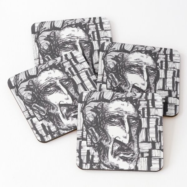 Item preview, Expressionist Ink Portrait - Black and White Abstract Line Art designed and sold by inspik.