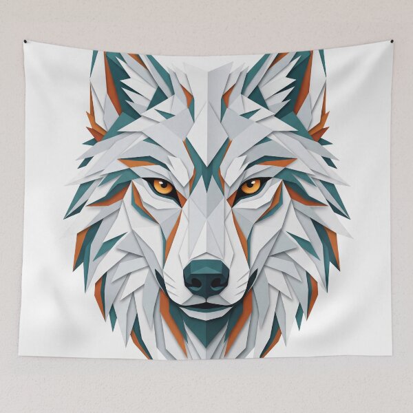 Item preview, Geometric Wolf Head Papercraft Style Vector Art designed and sold by seven things shop.