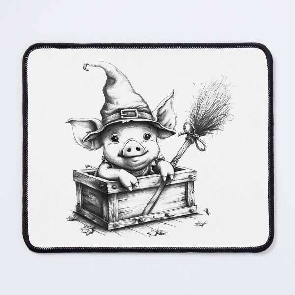 Item preview, Cute Witch Pig in Crate | Whimsical Halloween Farm Animal Art designed and sold by inkoutninja.