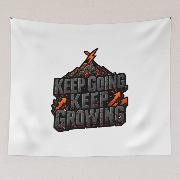 Item preview, Keep Going Keep Growing T-Shirt Design - Motivational Mountain & Lightning Bolt Art designed and sold by ascendzero.