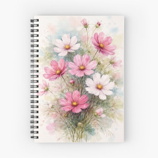 Item preview, Pink Cosmos Watercolor Illustration – Soft Floral Bouquet Botanical Art Cottagecore Print designed and sold by Darlin8888.