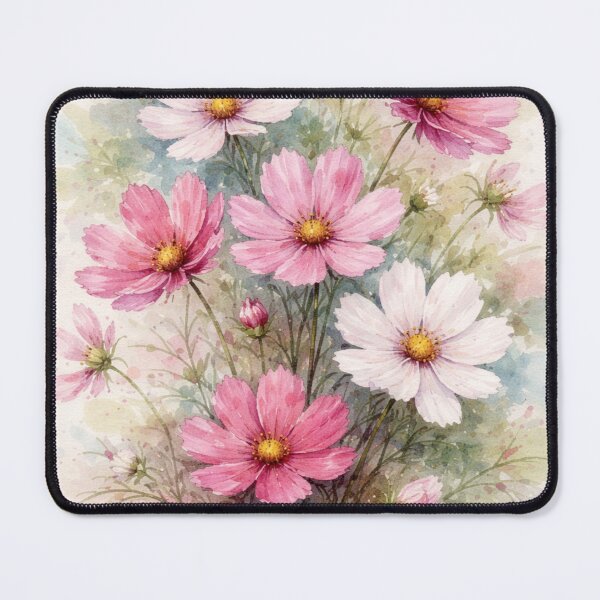 Item preview, Pink Cosmos Watercolor Illustration – Soft Floral Bouquet Botanical Art Cottagecore Print designed and sold by Darlin8888.