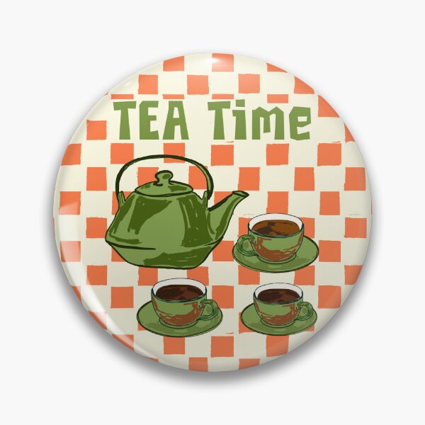 Item preview, Vintage Tea Time Cup & Kettle Retro Checkered Illustration designed and sold by MaiZephyr.