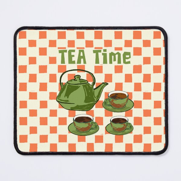 Item preview, Vintage Tea Time Cup & Kettle Retro Checkered Illustration designed and sold by MaiZephyr.