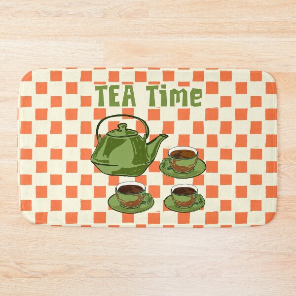 Item preview, Vintage Tea Time Cup & Kettle Retro Checkered Illustration designed and sold by MaiZephyr.