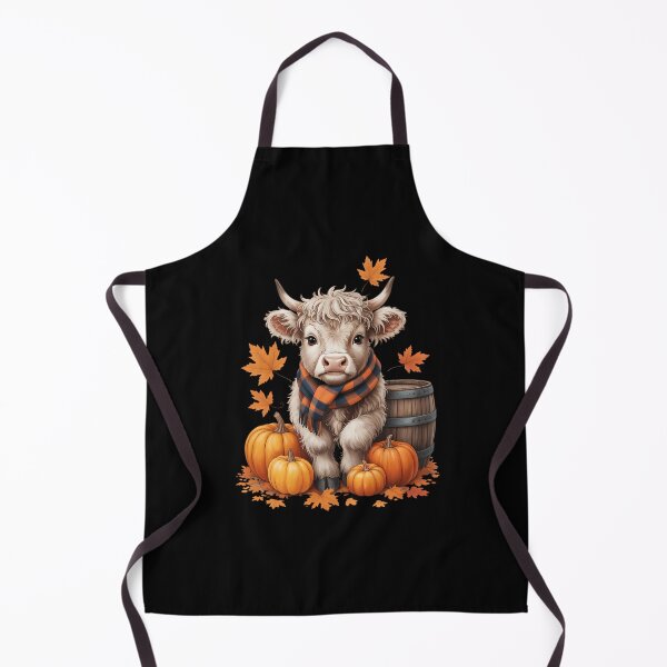 Item preview, Watercolor Highland Cow Plaid Scarf Pumpkins autumn leaves designed and sold by HellD3vil-Art.