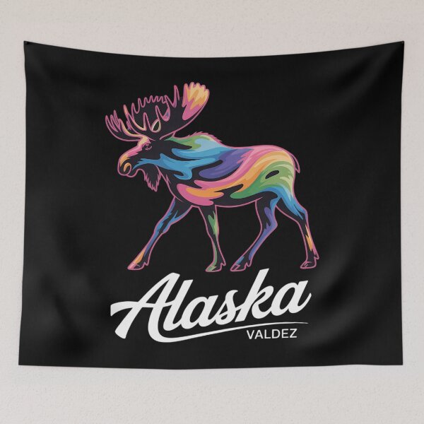 Item preview, Valdez Alaska USA Colorful Moose Art Vacation Souvenir designed and sold by HellD3vil-Art.