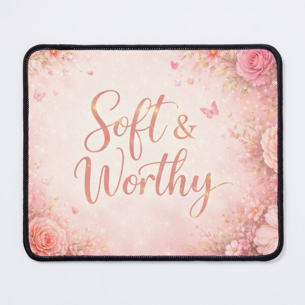 Item preview, Soft and Worthy - Empowering Self Love Quote Feminine Pink Aesthetic Design designed and sold by MrsMimpi.