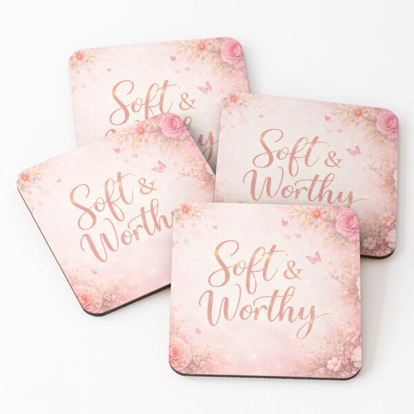 Item preview, Soft and Worthy - Empowering Self Love Quote Feminine Pink Aesthetic Design designed and sold by MrsMimpi.