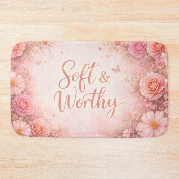 Item preview, Soft and Worthy - Empowering Self Love Quote Feminine Pink Aesthetic Design designed and sold by MrsMimpi.