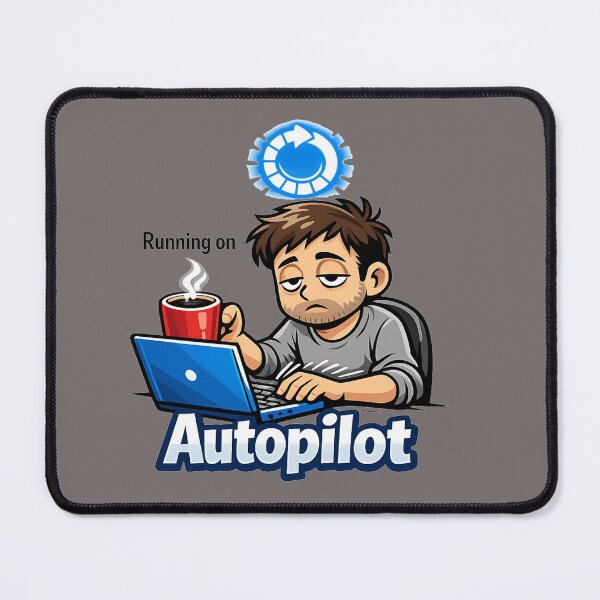 Item preview, Running On Autopilot Funny Design – Coffee Lover Humor, Work Burnout, Office Meme designed and sold by JVDesignsShop.