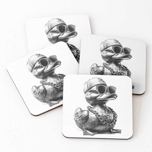 Item preview, Cool Street Duck with Sunglasses | Hype Monochrome Rubber Duck Art designed and sold by inkoutninja.
