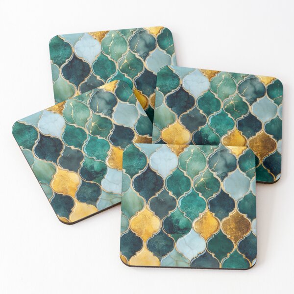 Item preview, Emerald Ochre Maroccan Gold Gilding Pattern designed and sold by GrinGalore.