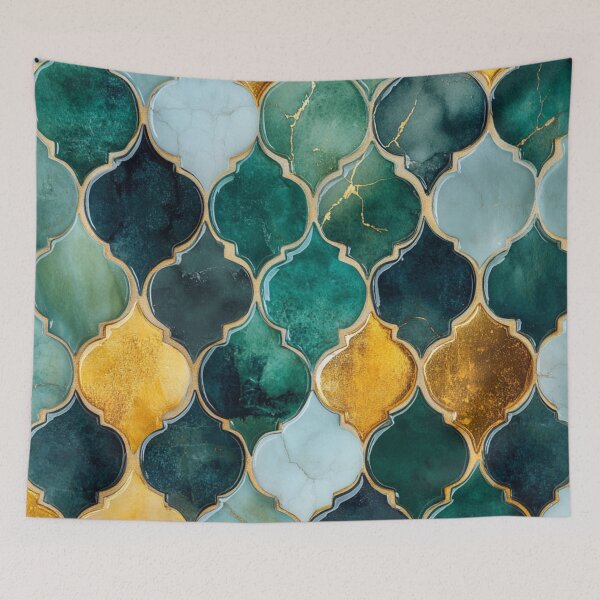 Item preview, Emerald Ochre Maroccan Gold Gilding Pattern designed and sold by GrinGalore.