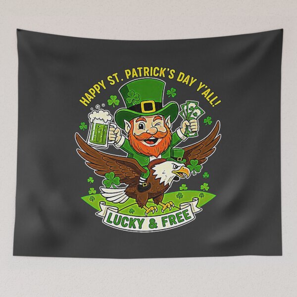 Item preview, Vintage Leprechaun Riding Bald Eagle - St. Patrick's Day Lucky & Free designed and sold by Marie***2905.