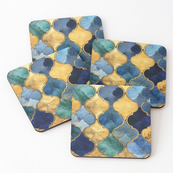 Item preview, Honey Blue Maroccan Gold Gilding Pattern designed and sold by GrinGalore.