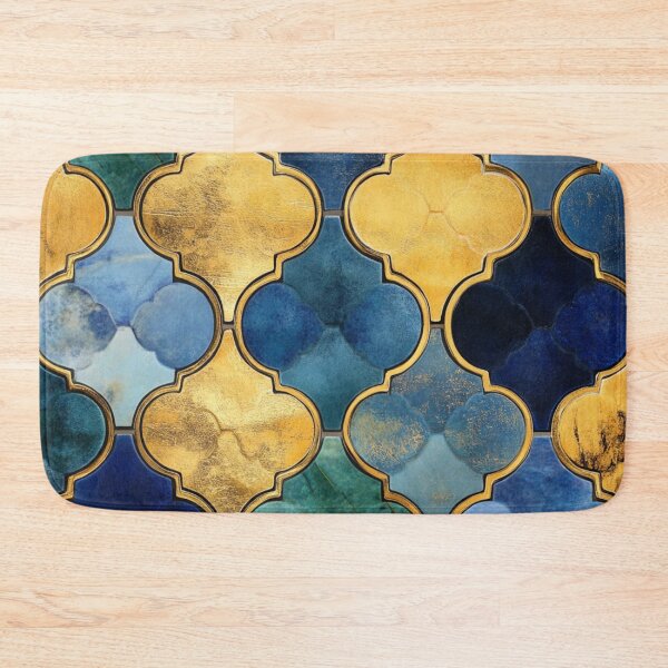 Item preview, Honey Blue Maroccan Gold Gilding Pattern designed and sold by GrinGalore.