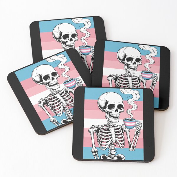 Item preview, Skeleton Drinking Coffee LGBT-Q Transgender Pride Trans Flag designed and sold by Moon-Ape.