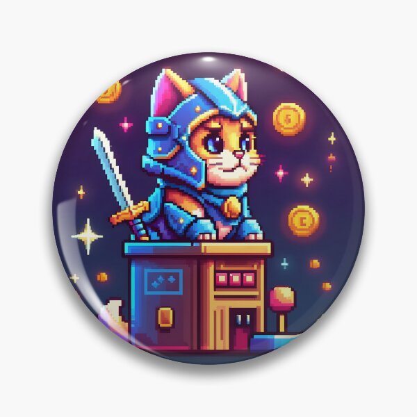 Item preview, Cute Armored Cat Guardian Arcade Pixel Art designed and sold by ThePixelArchive.