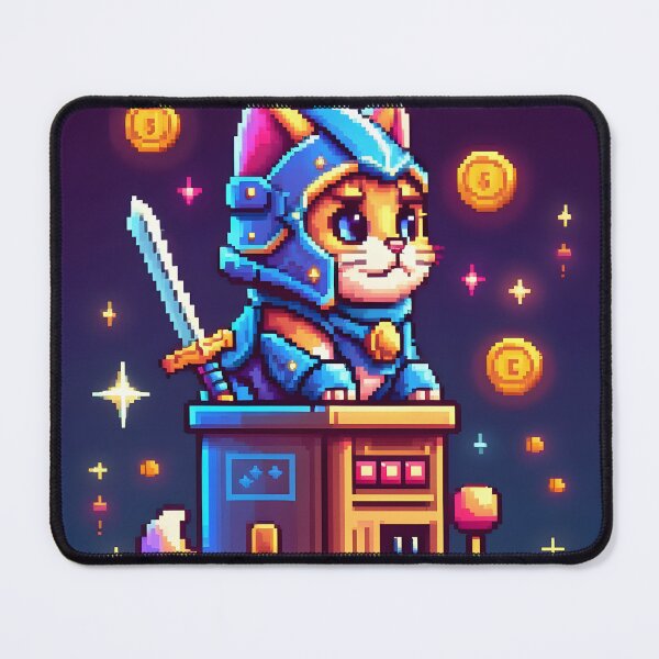 Item preview, Cute Armored Cat Guardian Arcade Pixel Art designed and sold by ThePixelArchive.