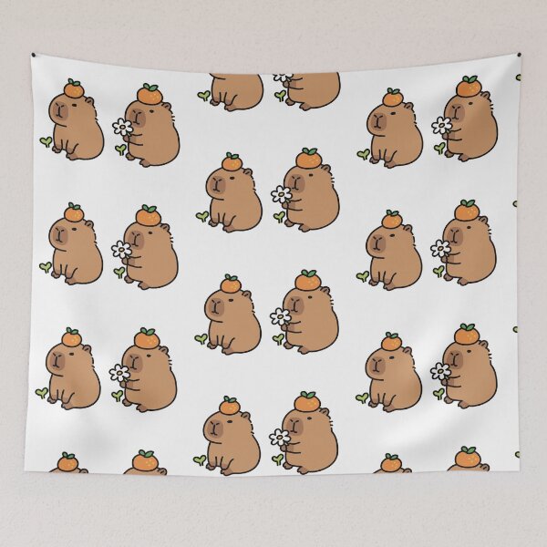 Item preview, Cute Kawaii Capybara with Orange and Daisy designed and sold by MJ ART.