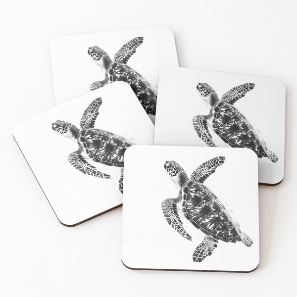 Item preview, Sea Turtle in Motion | Elegant Marine Life Ocean Art designed and sold by inkoutninja.