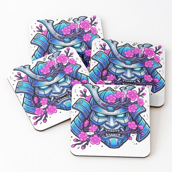 Item preview, Cyberpunk Samurai Oni Mask Sakura Cherry Blossom Neon designed and sold by Krfto.
