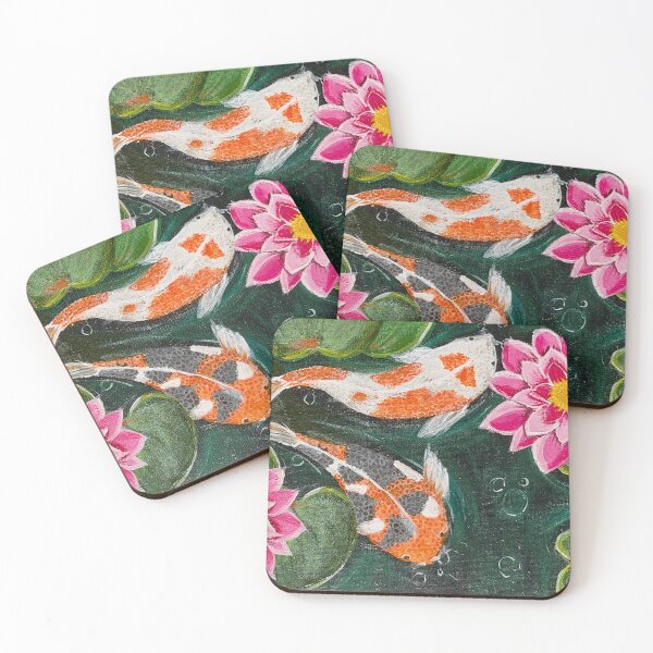 Item preview, Koi Fish and Lotus Flowers Painting designed and sold by bloomintoyoubiy.