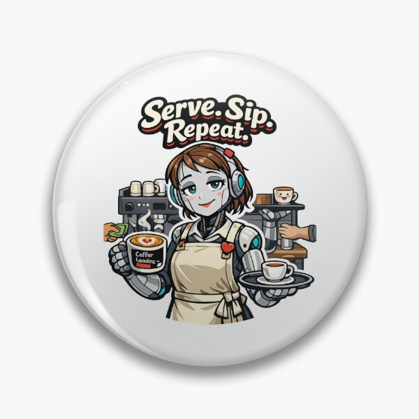 Item preview, Serve. Sip. Repeat. Funny Robot Waitress Design – Coffee Humor, Office & Sci-Fi Meme designed and sold by JVDesignsShop.