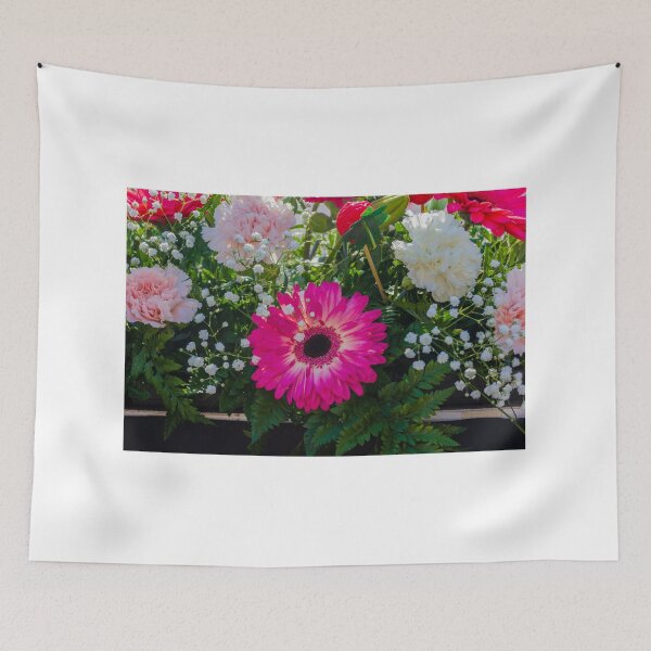 Item preview, Bright Pink Gerbera Daisy Bouquet With Carnations, Baby's Breath and Lush Greenery Floral Arrangement designed and sold by Nmallia.