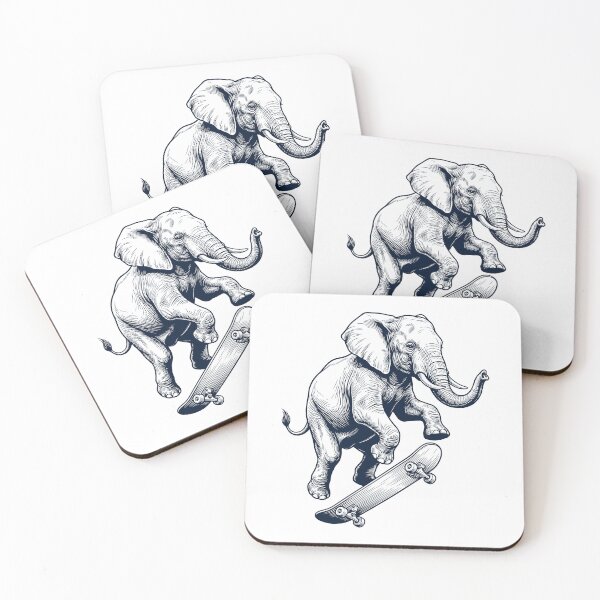 Item preview, Vintage Elephant Skateboarding Skate Animal Lover designed and sold by DoodleTortle.