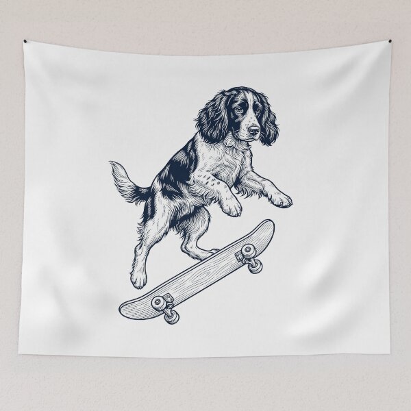 Item preview, Perro de raza English Springer Spaniel clásico patinando y amante de los perros designed and sold by DoodleTortle.