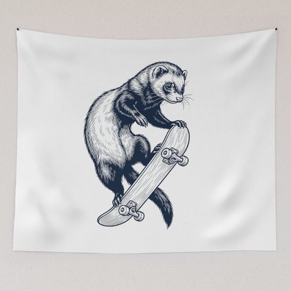 Item preview, Vintage Ferret Skateboarding Skate Animal Lover designed and sold by DoodleTortle.