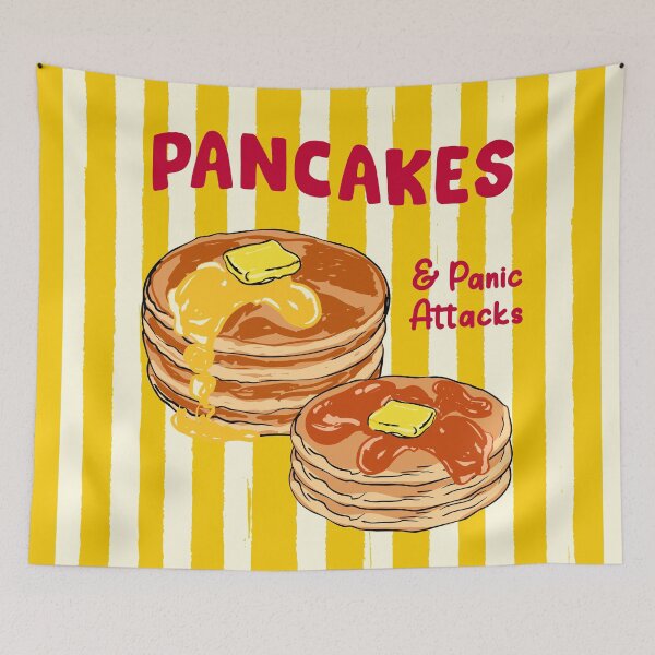 Item preview, Pancakes and Panic Attacks Retro Breakfast Illustration designed and sold by MaiZephyr.