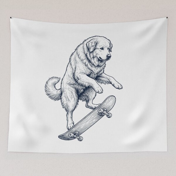 Item preview, Vintage Great Pyrenees Skateboarding Skate Dog Dad Lover designed and sold by DoodleTortle.