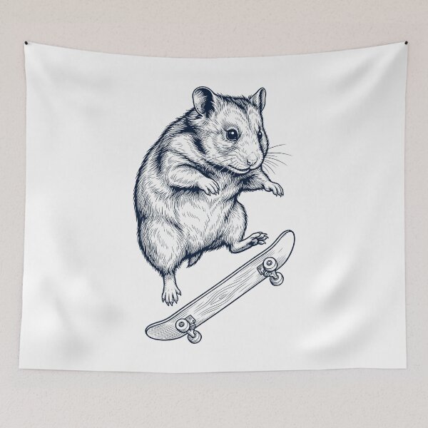 Item preview, Vintage Hamster Skateboarding Skate Animal Lover designed and sold by DoodleTortle.