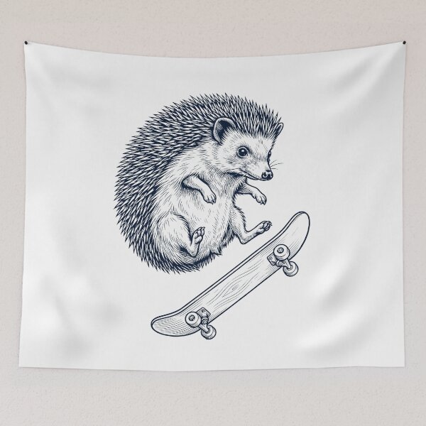 Item preview, Vintage Hedgehog Skateboarding Skate Animal Lover designed and sold by DoodleTortle.