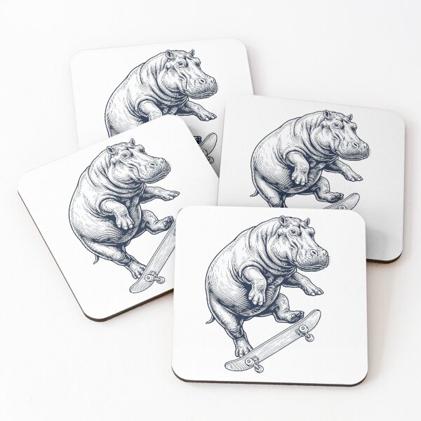 Item preview, Vintage Hippo Skateboarding Skate Animal Lover designed and sold by DoodleTortle.