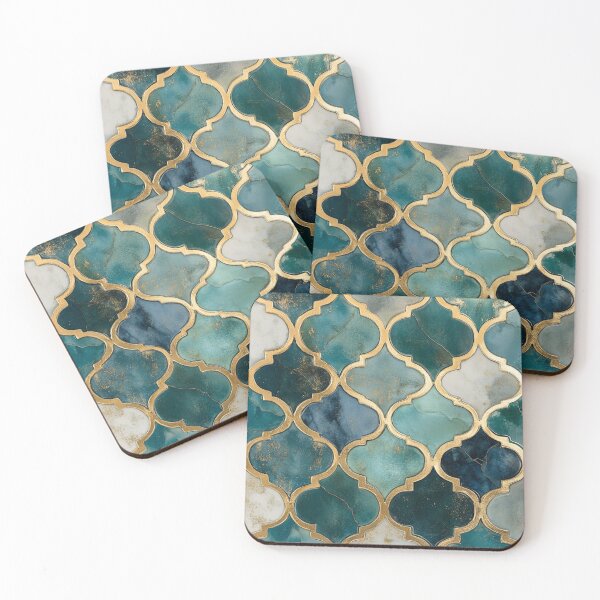 Item preview, Grey Emerald Maroccan Gold Gilding Pattern designed and sold by GrinGalore.