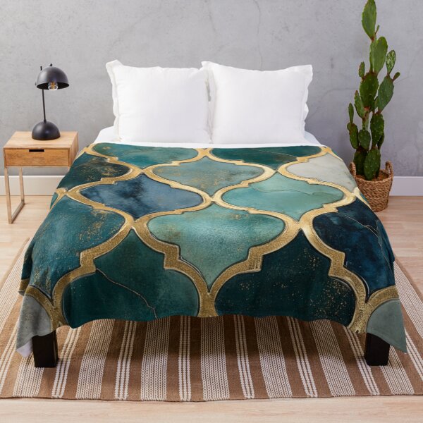 Item preview, Grey Emerald Maroccan Gold Gilding Pattern designed and sold by GrinGalore.