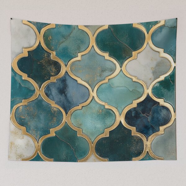 Item preview, Grey Emerald Maroccan Gold Gilding Pattern designed and sold by GrinGalore.