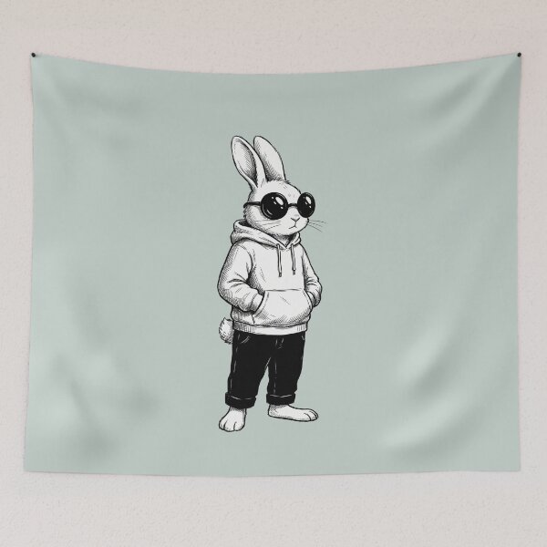Item preview, Cool Bunny Face Black Sunglasses Hoodie Boy for Boys Men Kids designed and sold by alenaz.