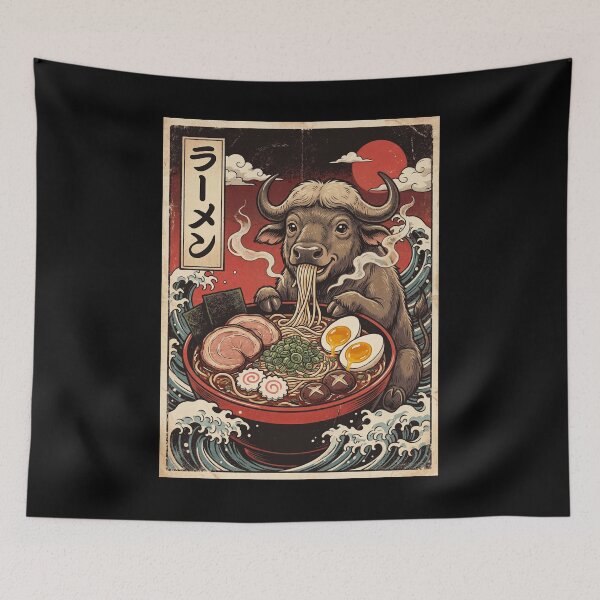 Item preview, Vintage Buffalo Ramen Japanese Kawaii Anime Animal Lover designed and sold by TerryConnells.