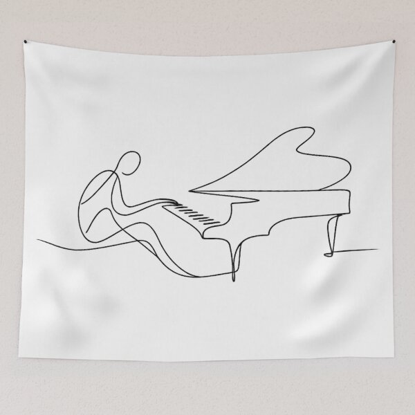 Item preview, Lonely Pianist Line Art Minimalist Continuous Line Drawing Abstract Piano Emotional Wall Art designed and sold by BlairWynne.
